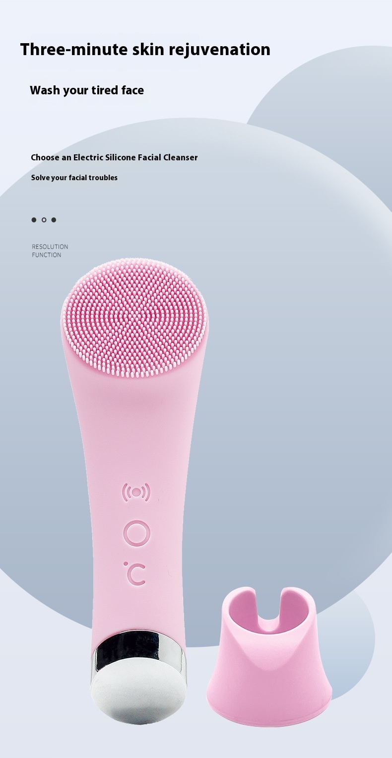 Silicone Face Cleansing Brush Facial Cleansing Brush Electric Facial Brush Vibration Heating - Image 4