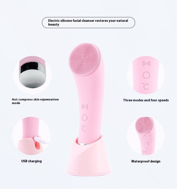Silicone Face Cleansing Brush Facial Cleansing Brush Electric Facial Brush Vibration Heating - Image 5