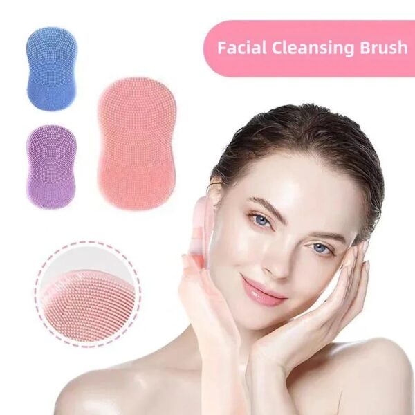 2PC Face Scrubber Mini Facial Brush Silicone Wash Exfoliator Finger Glove Pads Handheld Cleansing Brushes Tool Skin Care Deep Clean Baby Shampoo Baby Bath Brush - Image 5